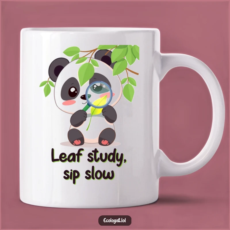 Funny Panda Leaf Mug - Cute Curiosity Exploration Humor Gift