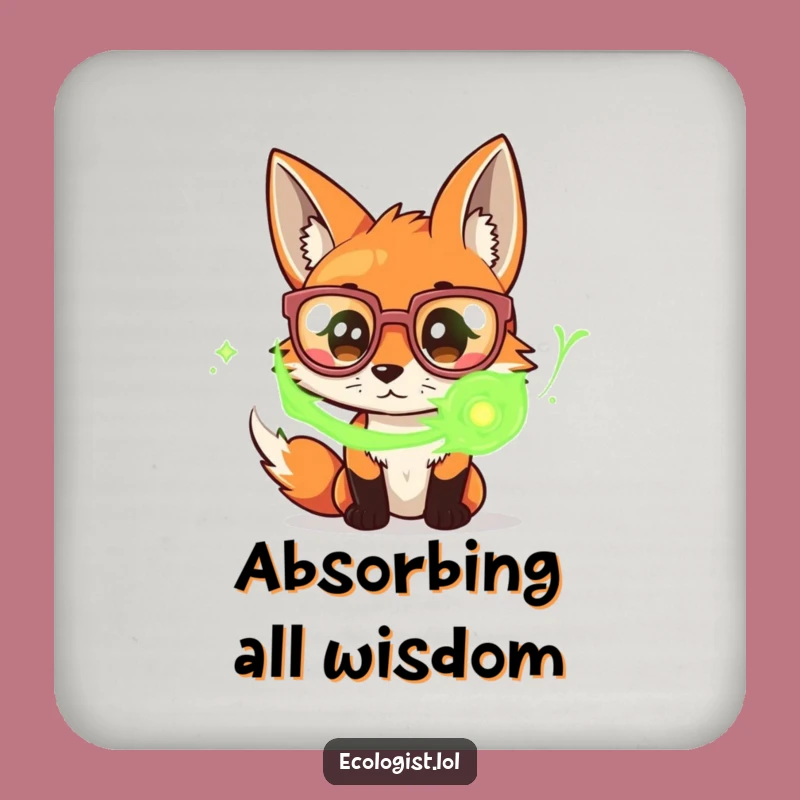 Funny Fox with Glasses Drink Coaster: Savor Your Drink with Scholarly Style