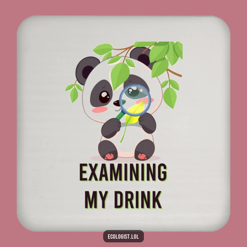 Funny Panda Coaster - Cute Leaf Art, Surface Humor Gift