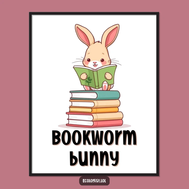 Funny Rabbit Learning Poster: Whimsical Art for Book Nooks, Perfect Funny Gift!