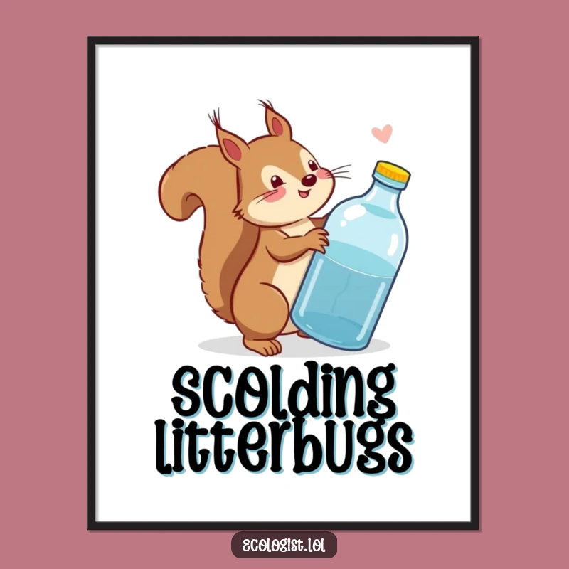 Funny Squirrel Litter Poster: Eco Art with Attitude, Perfect Funny Gift!