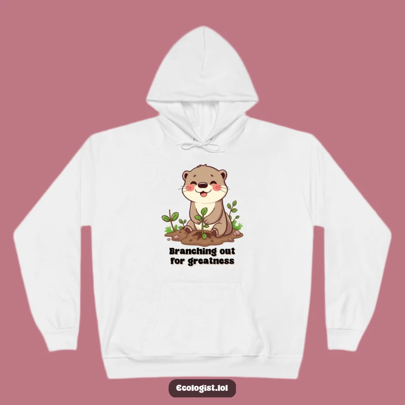 Funny Otter Planting Sapling Hoodie: Cozy and Comedic Apparel for Animal Lovers