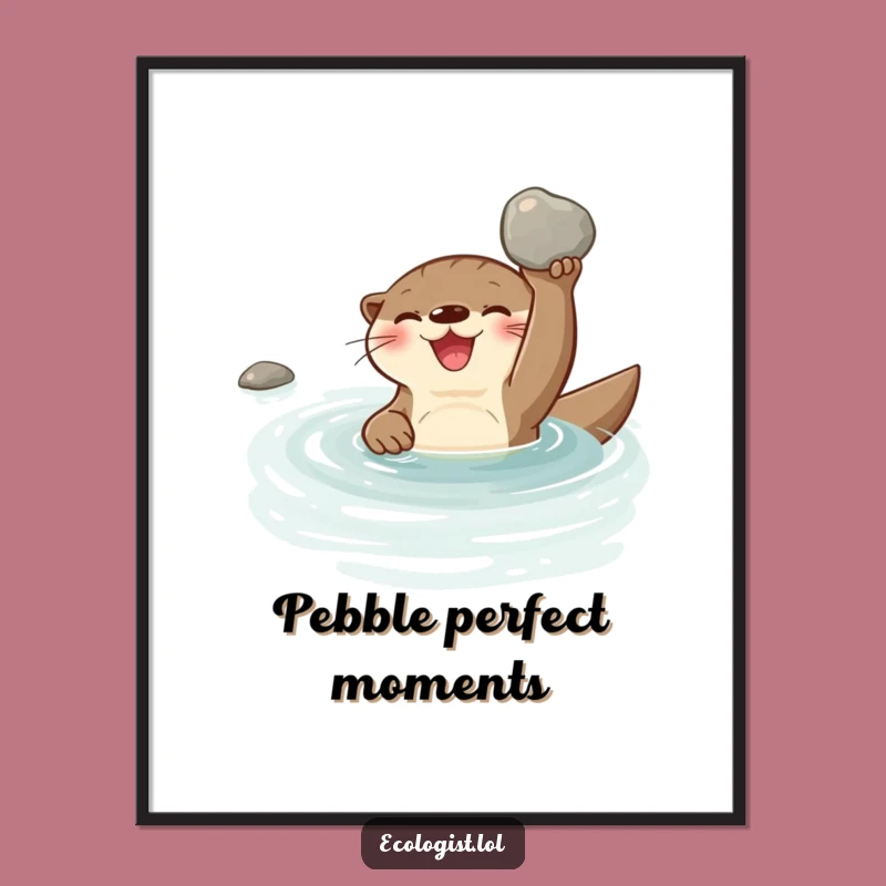 Free Printable Wall Art: Joyful Otter's Stream Treasure, Funny Downloadable Nature Decor