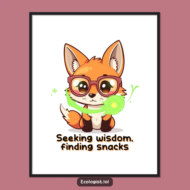 Free Printable Wall Art: Funny Curious Fox Glasses Downloadable Art Print