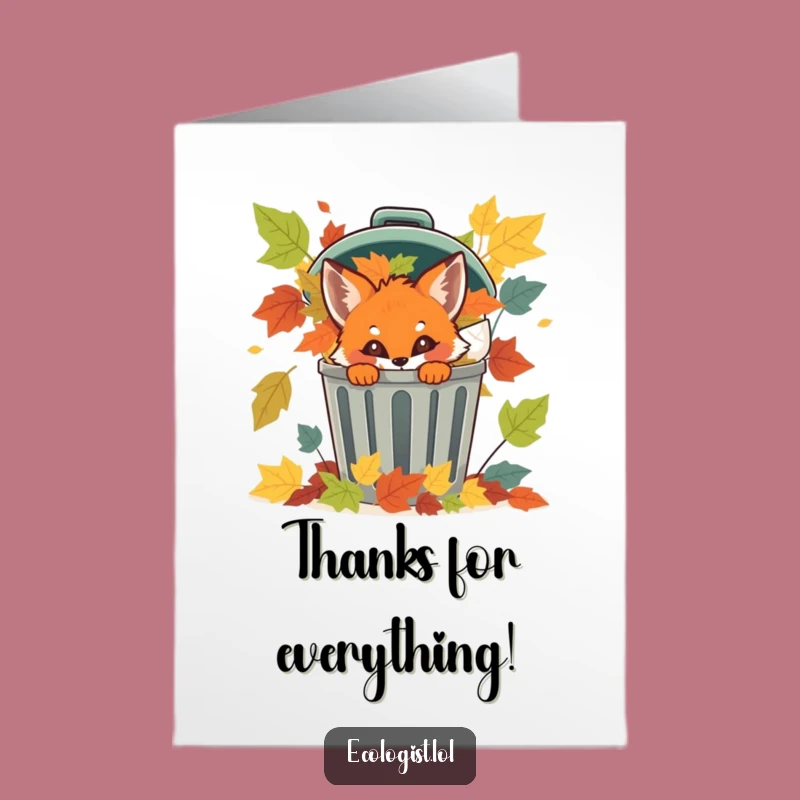 Free Printable Thank You Card: Fox's Leafy Thanks, Funny Downloadable Appreciation Greeting