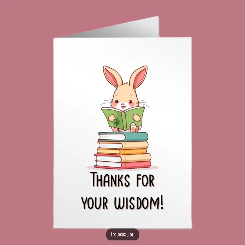 Free Printable Thank You Card: Rabbit's Grateful Study, Funny Downloadable Appreciation Greeting