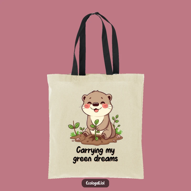 Funny Otter Planting Sapling Tote Bag: Eco-Friendly Carryall for Nature's Little Helpers